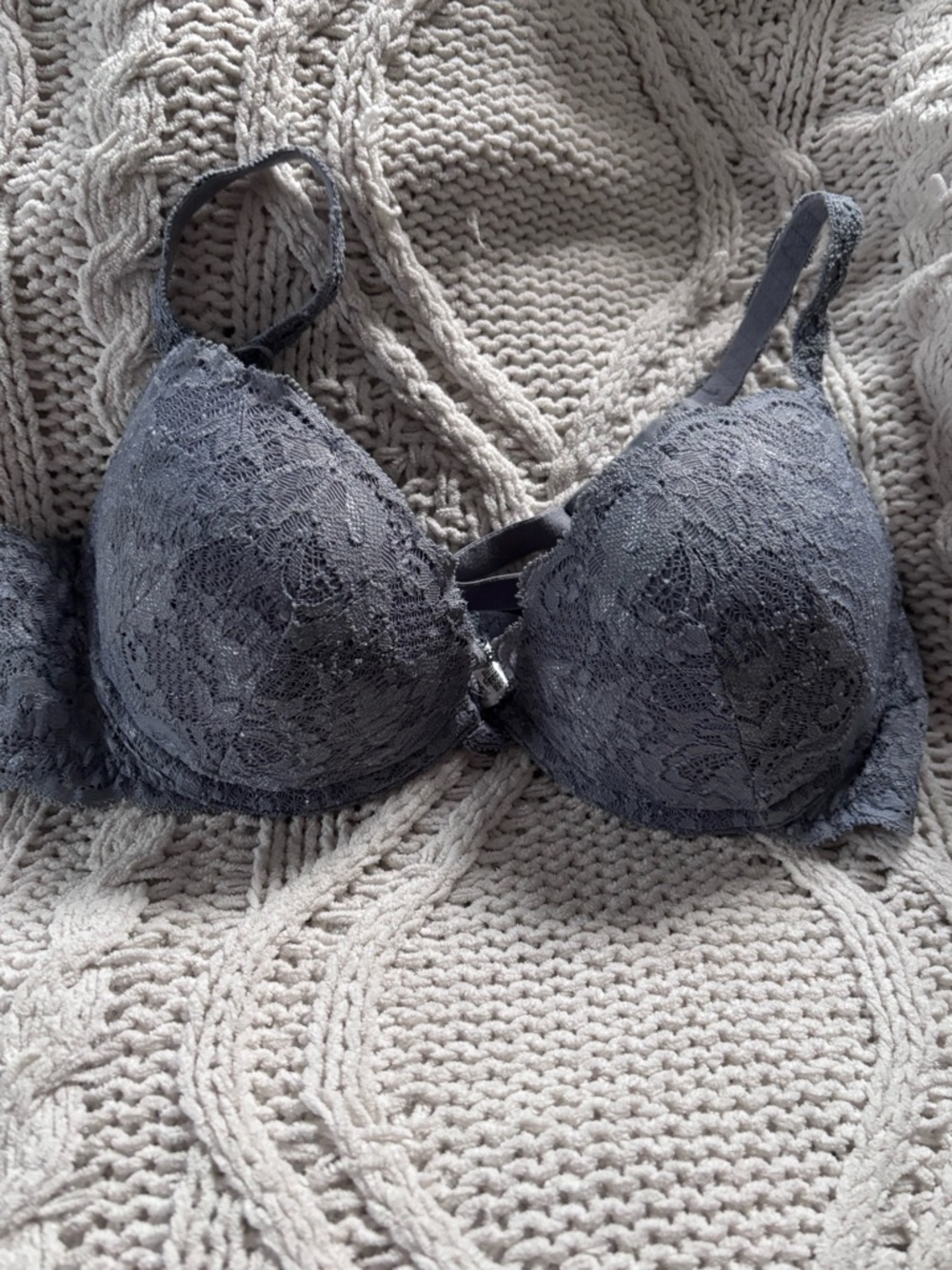 Lace Push-Up Bra - Gray